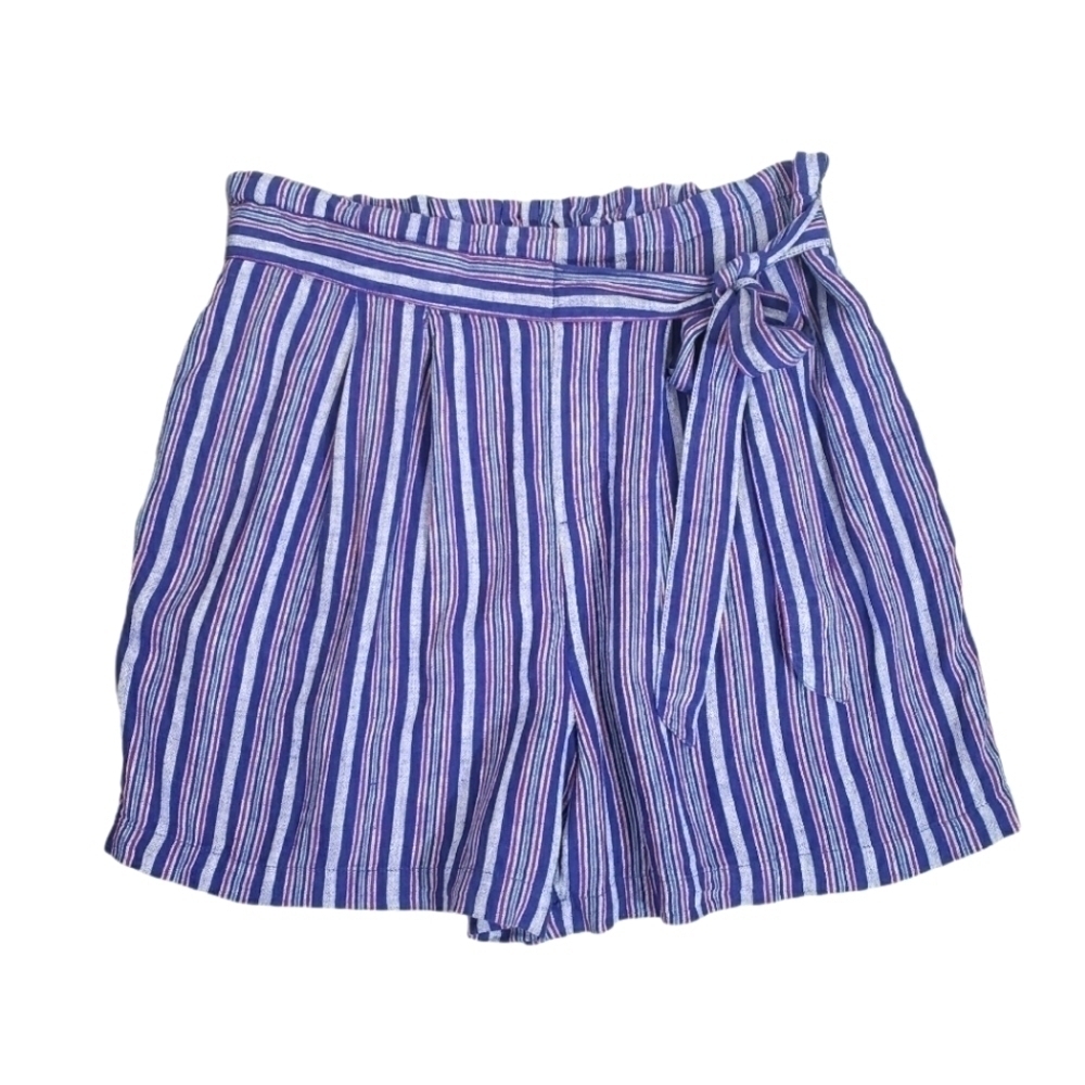 FALLS CREEK High Rise Linen Striped Shorts Size M